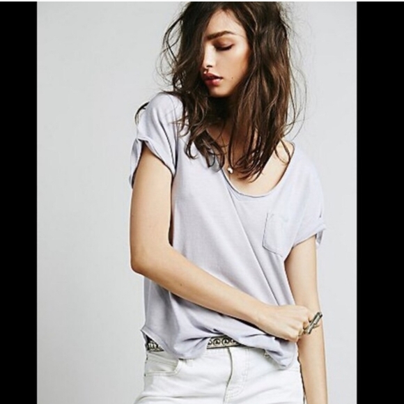 Free People We The Free Burnout Short Sleeve Pocket Tee Shirt - Picture 3 of 14